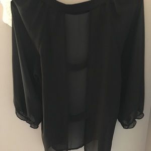 See-thru black long sleeve top • partial open back